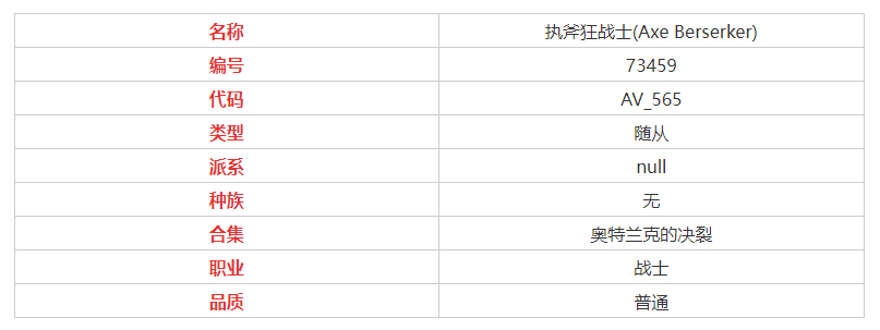 《炉石传说》执斧狂战士属性一览